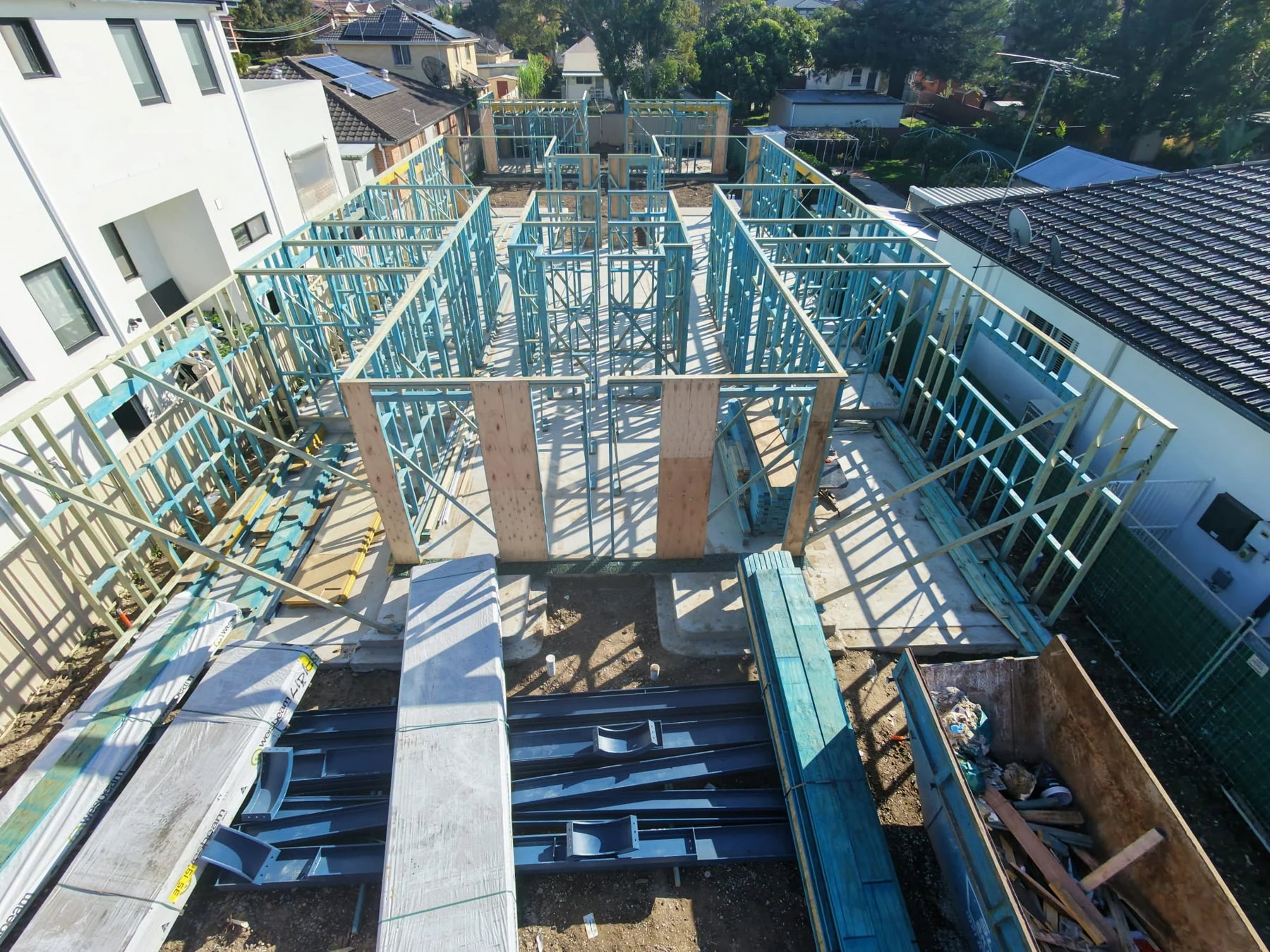 Timber framing and structural steel at a Euro Carpentry residential site
