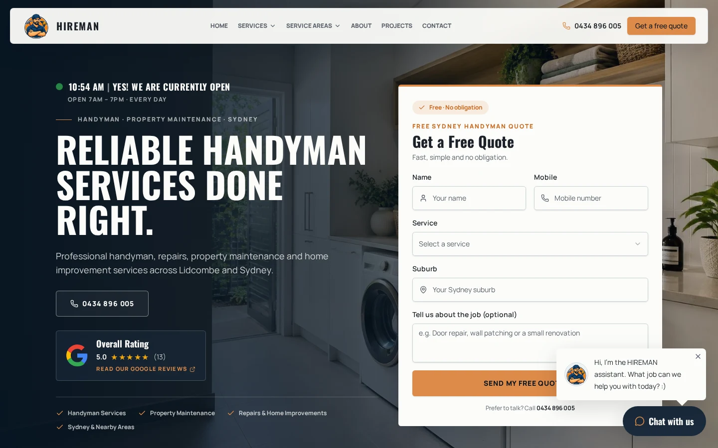 HIREMAN homepage preview